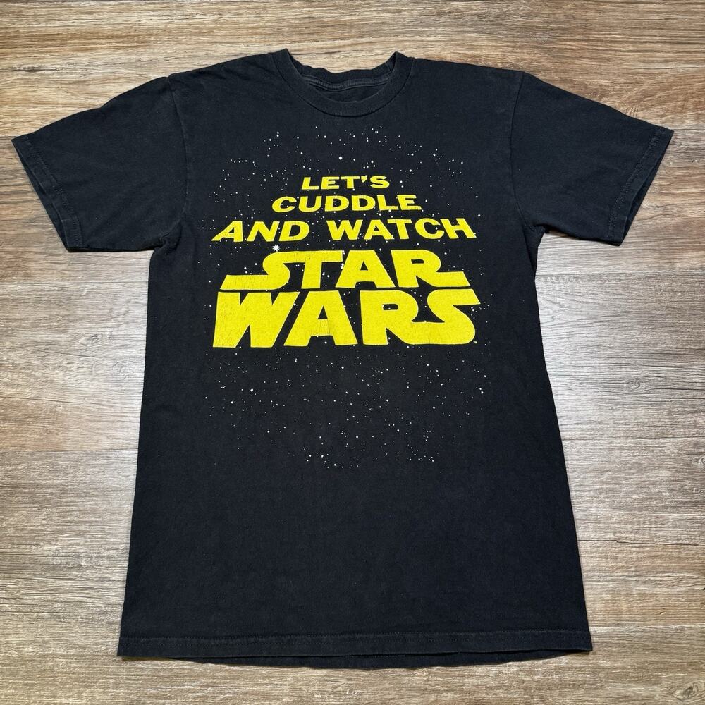 Star Wars Let’s Cuddle and Watch T-Shirt Black Small Lucasfilm Graphic Tee